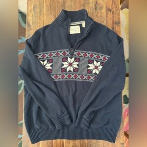 Weatherproof Vintage Men's Navy Sweater with Nordic Pattern